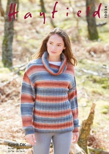 Hayfield Spirit Double Knit - 10034 Sweater Knitting Pattern
