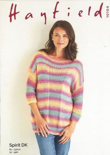 Hayfield Spirit Double Knit - 10104 Sweater Knitting Pattern