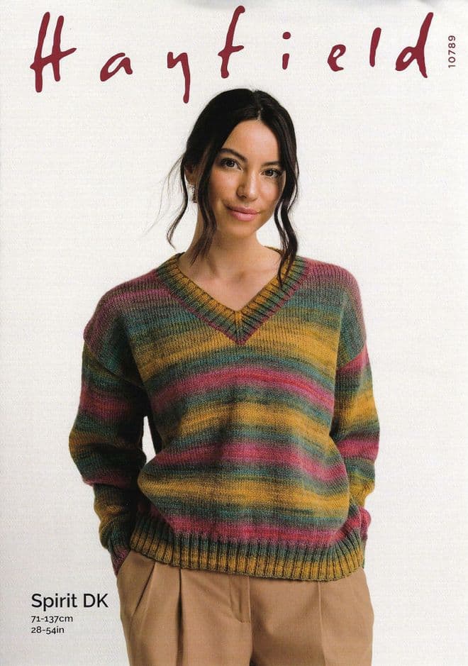 Hayfield Spirit Double Knit - 10789 Ladies Sweater Knitting Pattern
