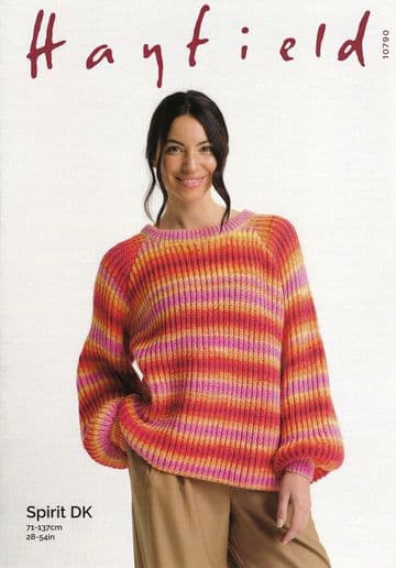Hayfield Spirit Double Knit - 10790 Ladies Sweater Knitting Pattern