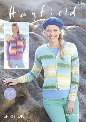 Hayfield Spirit Double Knit - 8114 Cardigans Knitting Pattern
