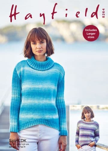 Hayfield Spirit Double Knit - 8264 Sweater Knitting Pattern