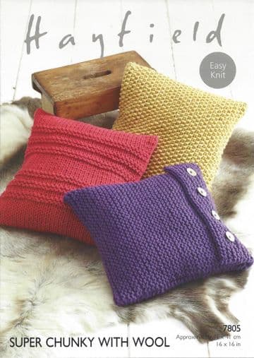 Hayfield Super Chunky with Wool - 7805 Cushions Knitting Pattern