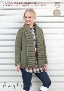 Hayfield Super Chunky with Wool - 9843 Jacket Knitting Pattern