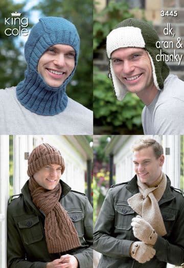 King Cole - 3445 Men's Accessories in Aran, DK & Chunky Knitting Pattern