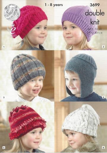 King Cole - 3699 Children's Hat Knitting Pattern