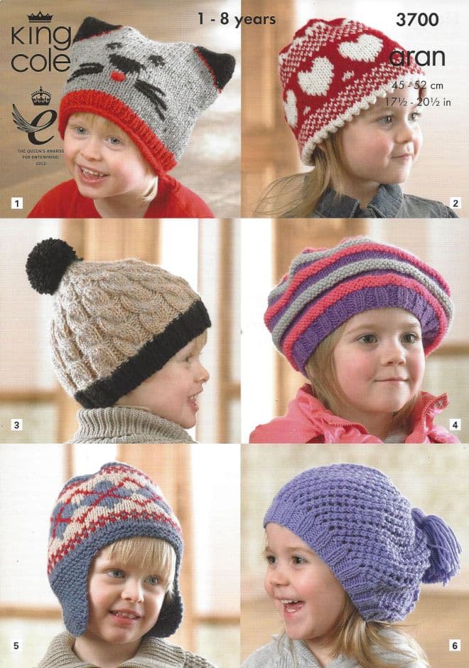 King Cole - 3700 Children's Hats Knitting Pattern