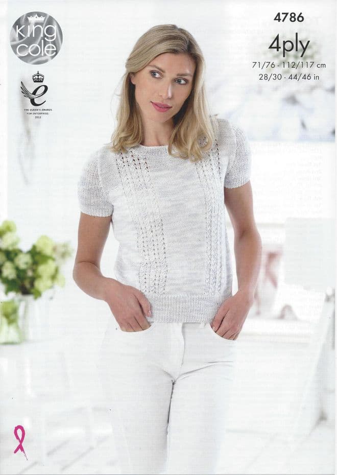 King Cole 4 Ply Knitting Pattern - 4786 Ladies Tops