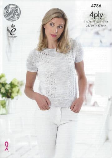 King Cole 4 Ply Knitting Pattern - 4786 Ladies Tops