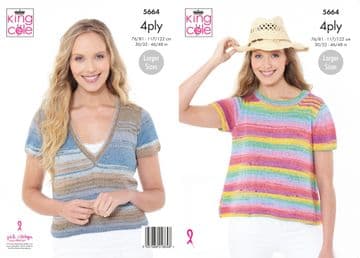 King Cole 4 Ply Knitting Pattern - 5664 Ladies Summer Tops