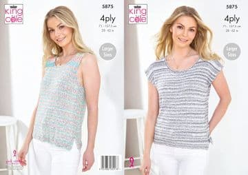 King Cole 4 Ply Knitting Pattern - 5875 Ladies Summer Tops