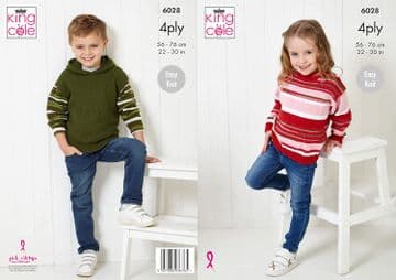 King Cole 4 Ply Knitting Pattern - 6028 Sweaters