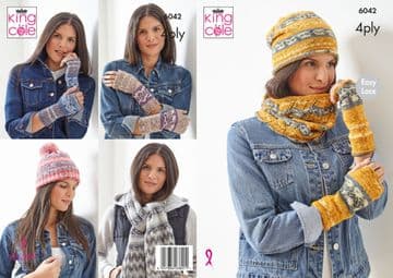 King Cole 4 Ply Knitting Pattern - 6042 Apparel Accessores