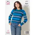 King Cole 4 Ply Knitting Pattern - 6276 Ladies Sweater & Tank (2 Designs)