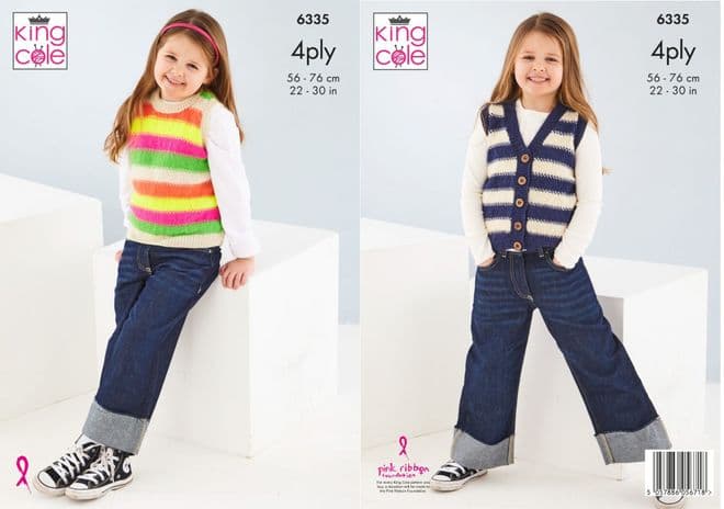 King Cole 4 Ply knitting Pattern - 6335 Tank Top & Waistcoat (2 Designs)