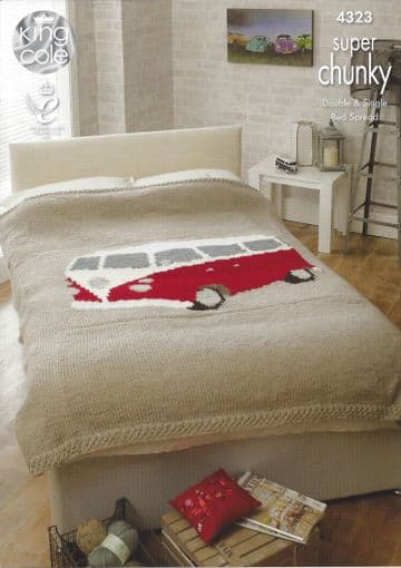 King Cole - 4323 Camper Van Bed Throws Knitting Pattern