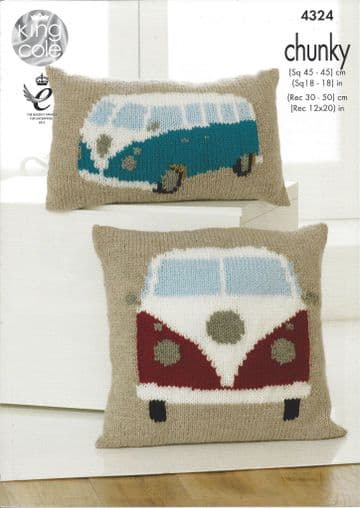 King Cole - 4324 Camper Van Cushions Knitting Pattern
