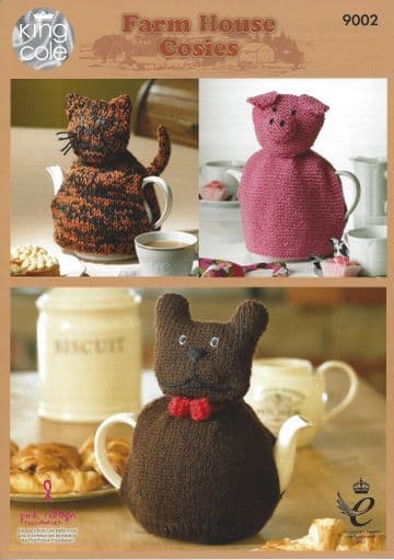 King Cole 9002 - Cat, Pig & Dog Cosies Knitting Pattern