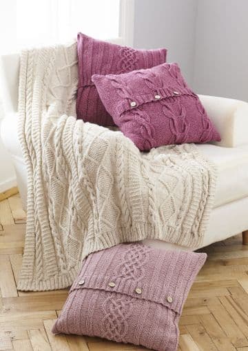King Cole Aran Knitting Pattern - 5660 Throw & Cushion Covers