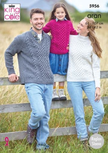 King Cole Aran Knitting Pattern - 5956 Family Sweaters