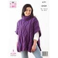 King Cole Aran Knitting Pattern - 6191 Ladies Sweater, Cape & Hat