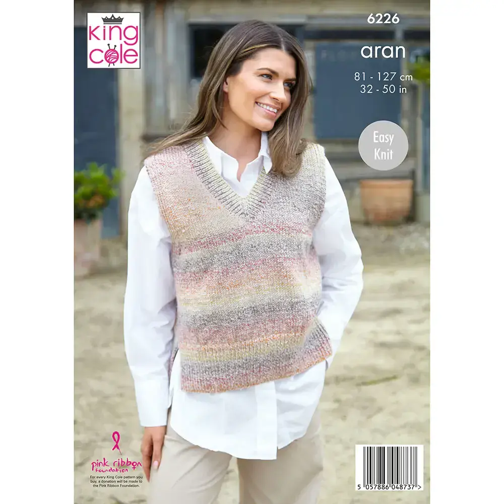 King Cole - Patron De Tricot Pour Cardigan Et Gilet Femme 'Aran' - Torsades, Tailles 81 à 127 Cm - Laine King Cole Aran, Aiguilles 4mm/5mm