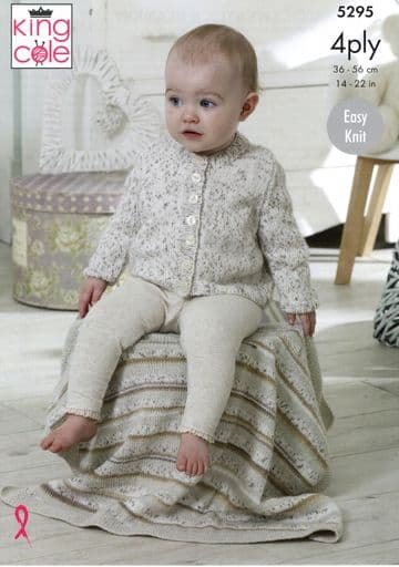 King Cole Baby 4 Ply Knitting Pattern - 5295 Cardigans, Sweater & Blanket