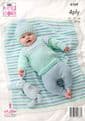 King Cole Baby 4 Ply Knitting Pattern - 6169 Cardigan, Sweater, Hat & Blankets