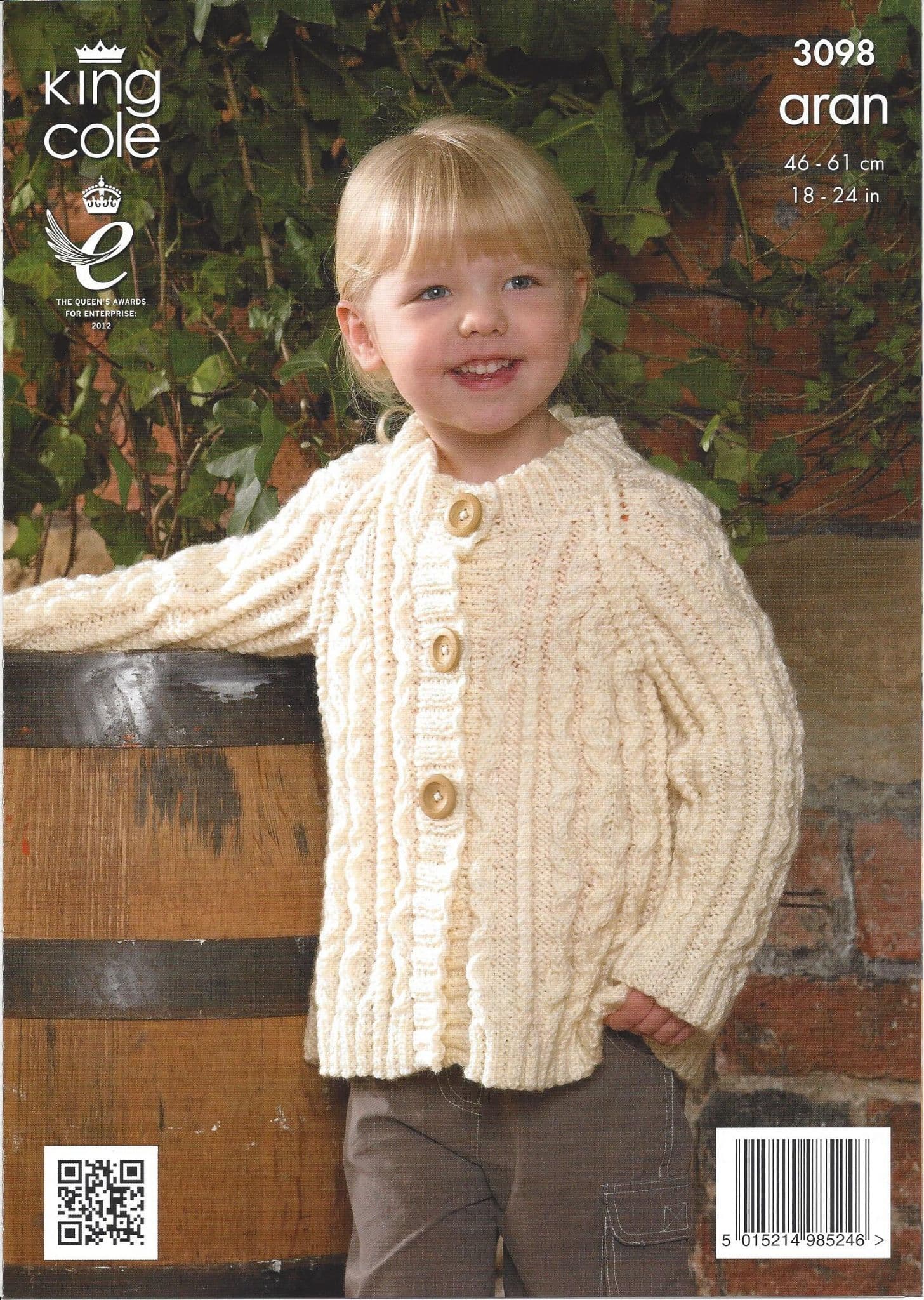 King Cole Baby Aran Knitting Pattern 3098 Sweater Hooded Jacket & Coat