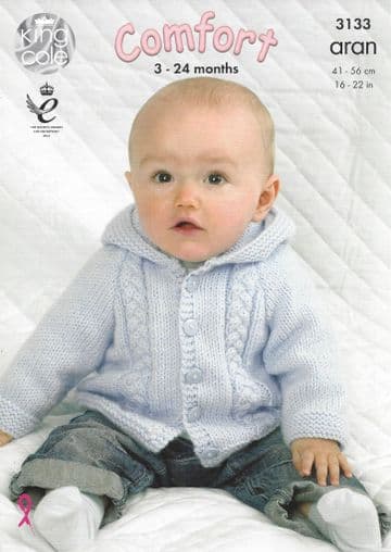 King Cole Baby Aran Knitting Pattern - 3133 Jackets