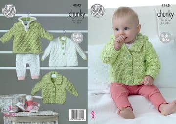 King Cole Baby Chunky Knitting Pattern - 4845, Hoody, Jacket & Cardigan