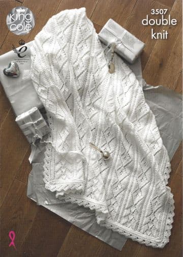 King Cole Baby DK & 4 Ply Knitting Pattern - 3507 Shawls