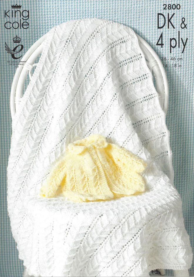 King Cole Baby DK & 4ply Knitting Pattern - 2800 Matinee Coat and Shawl