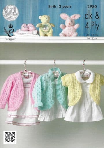 King Cole Baby DK & 4ply Knitting Pattern - 2980 Cardigans