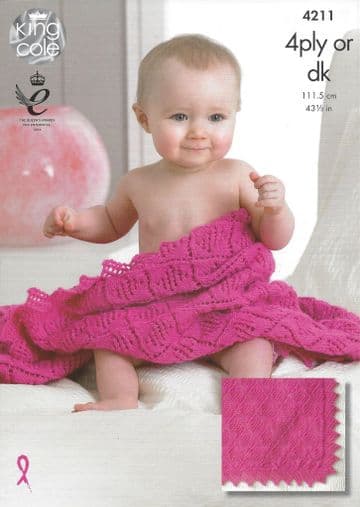 King Cole Baby DK & 4ply Knitting Pattern - 4211 Shawls