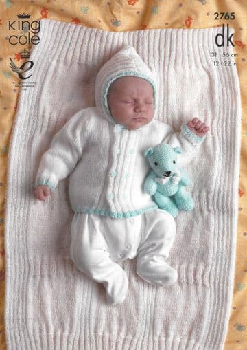 King Cole Baby DK Knitting Pattern - 2765 Jacket, Sweater & Blanket