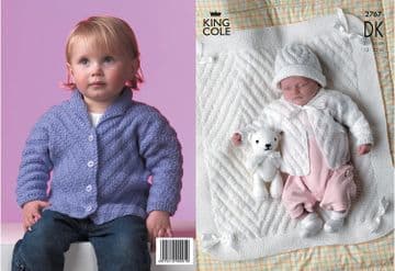 King Cole Baby DK Knitting Pattern - 2767 Jackets, Hat & Blanket