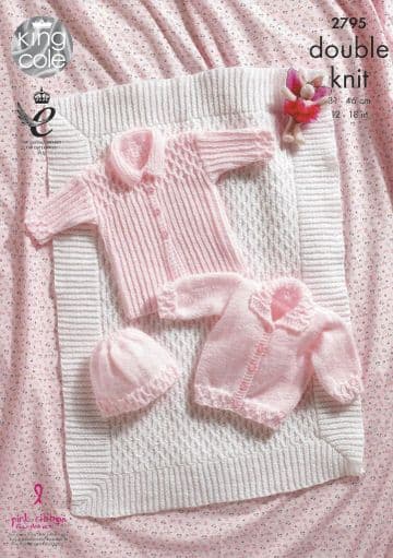 King Cole Baby DK Knitting Pattern - 2795 Pram Cover, Coat, Jacket & Hat