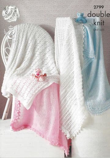 King Cole Baby DK Knitting Pattern - 2799 Shawls