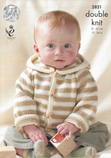King Cole Baby DK Knitting Pattern - 2821 Raglan Sweaters & Jackets