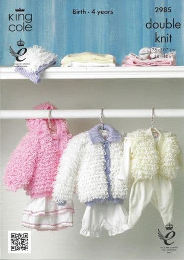 King Cole Baby DK Knitting Pattern - 2985 Jackets, Hat & Bolero