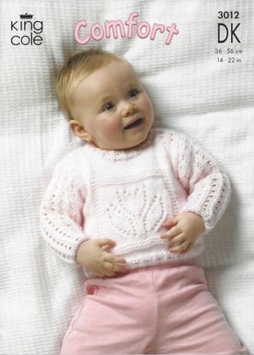 King Cole Baby DK Knitting Pattern - 3012 Sweaters & Blanket