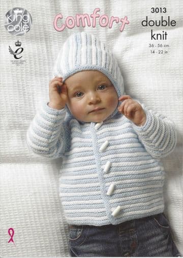 King Cole Baby DK Knitting Pattern - 3013 Jacket, Sweater & Body Warmer