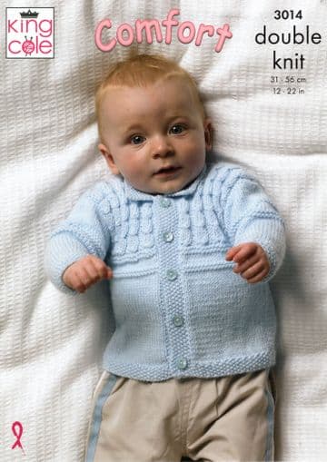 King Cole Baby DK Knitting Pattern - 3014 Sweater, Jacket & Slipover