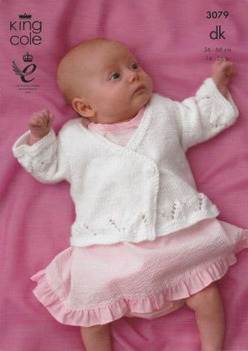 King Cole Baby DK Knitting Pattern - 3079 Jacket, Cardigan & Slipover