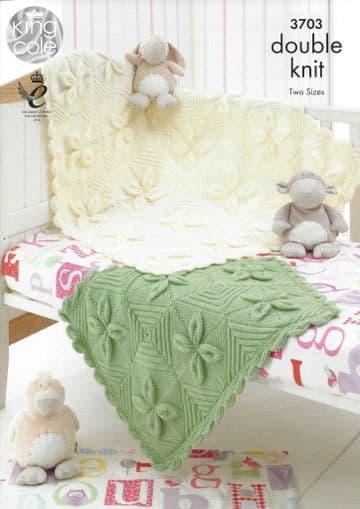King Cole Baby DK Knitting Pattern - 3703 Blankets