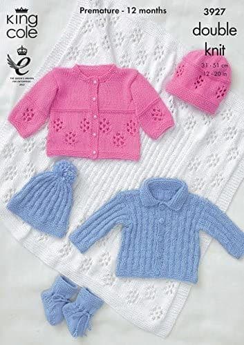 King Cole Baby DK Knitting Pattern - 3927 Jackets, Hats, Bootees & Shawl