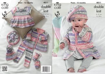 King Cole Baby DK Knitting Pattern - 4011 Baby Set