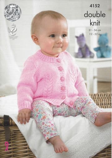 King Cole Baby DK Knitting Pattern - 4152 Baby Cardigans