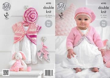 King Cole Baby DK Knitting Pattern - 4193 Cardigans & Beret